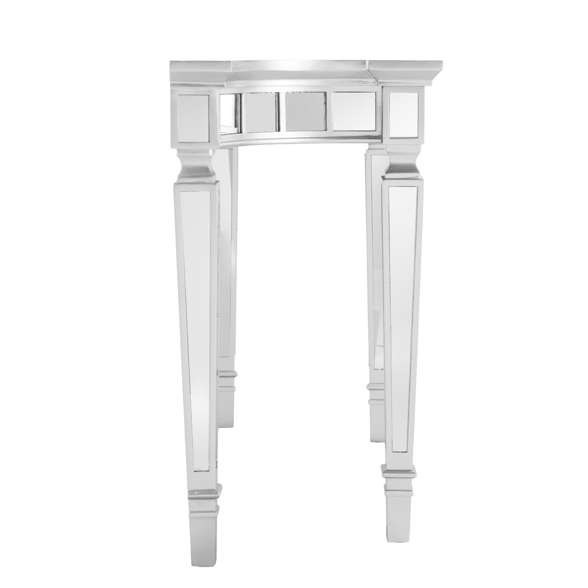 45" Silver Mirrored Glass Free Form Console Table