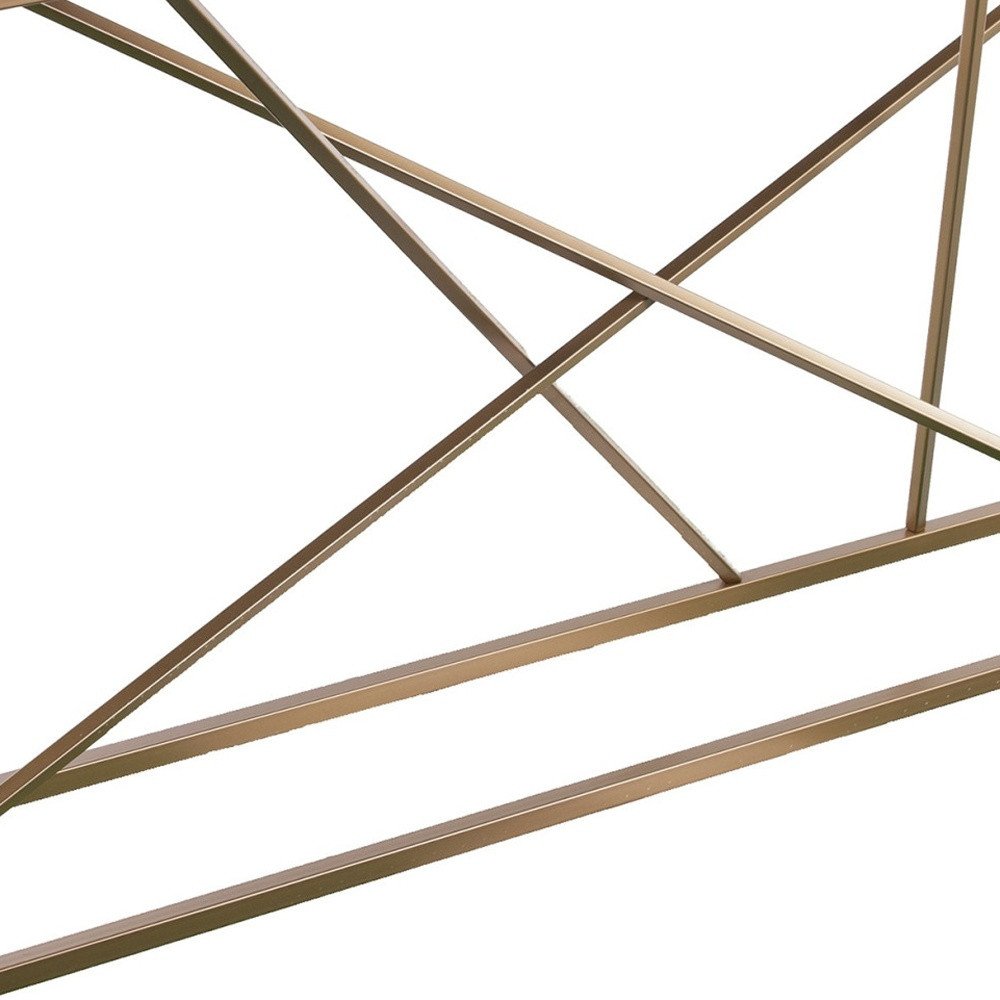52" Gray and Gold Faux Marble and Metal A Frame Console Table