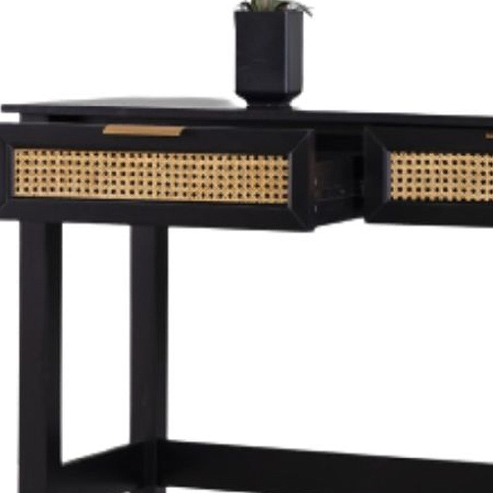 48" Black Console Table And Drawers