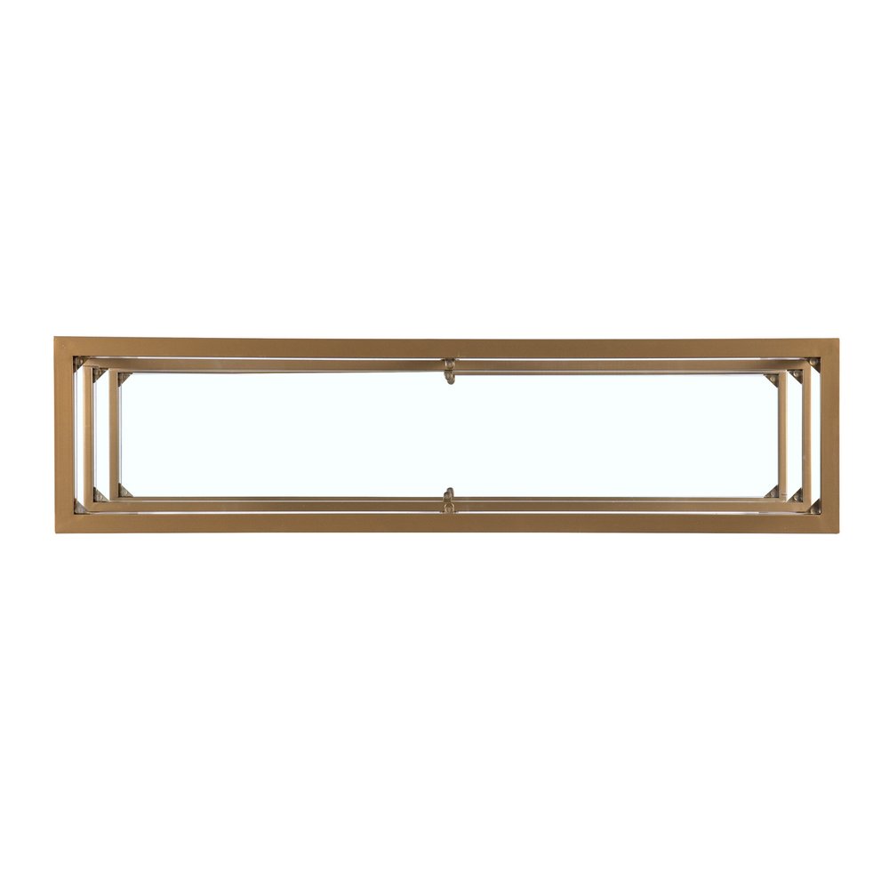 49" Clear and Gold Glass Floor Shelf Console Table With Storage