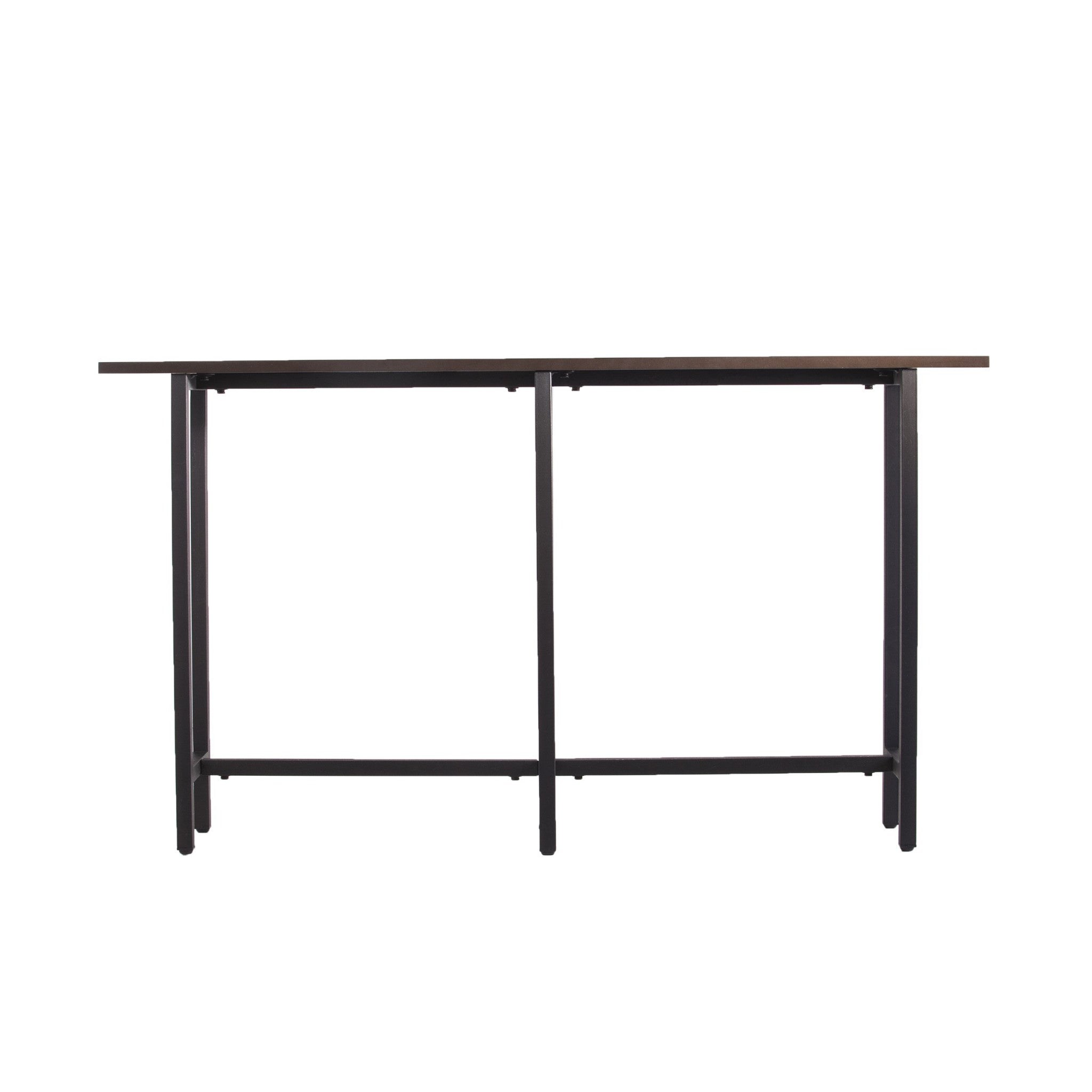 54" Espresso and Black Wood and Iron Console Table