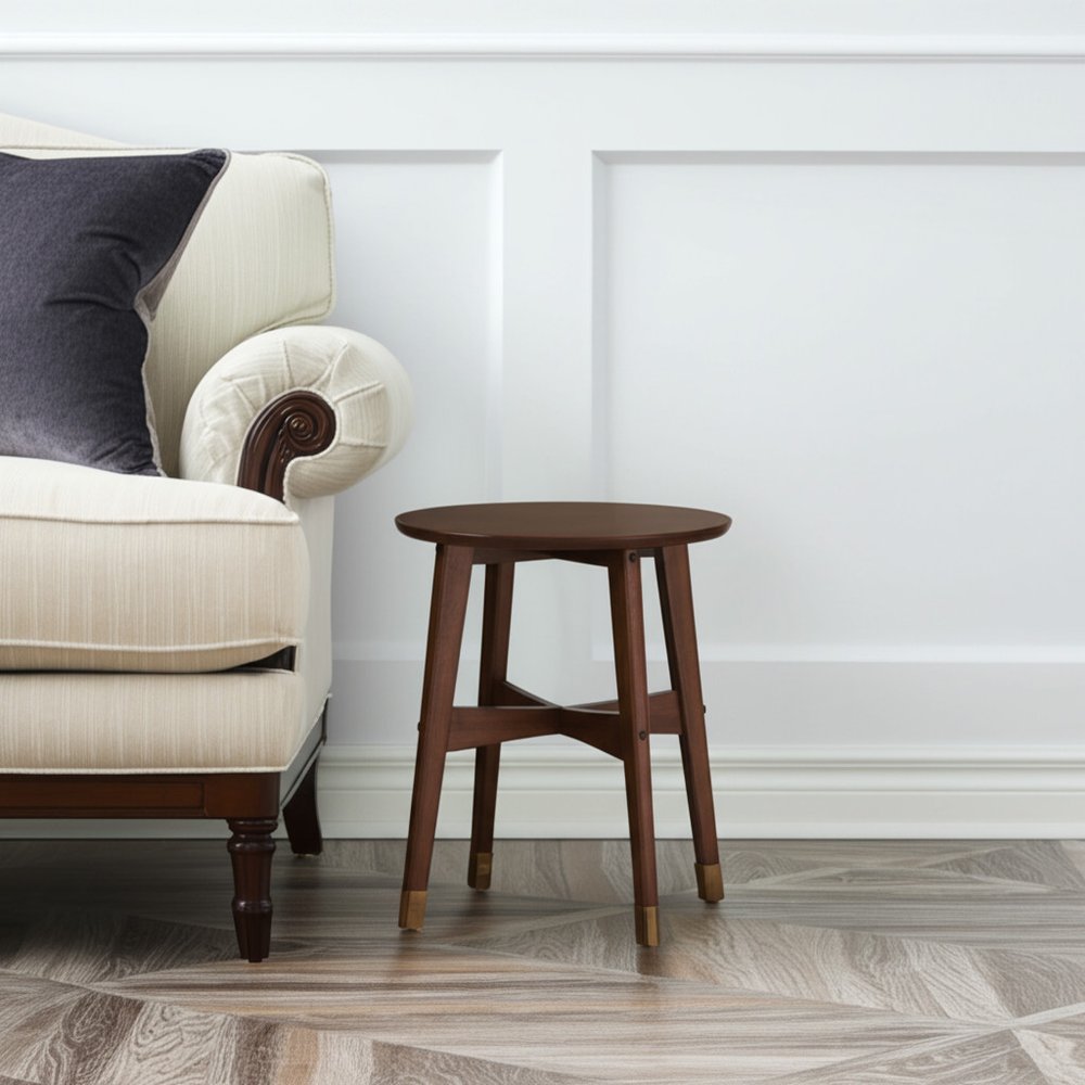 23" Brown Solid Wood End Table