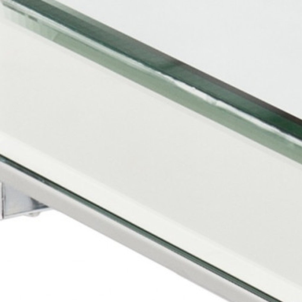 22" Silver And Clear Mirrored Glass Square End Table