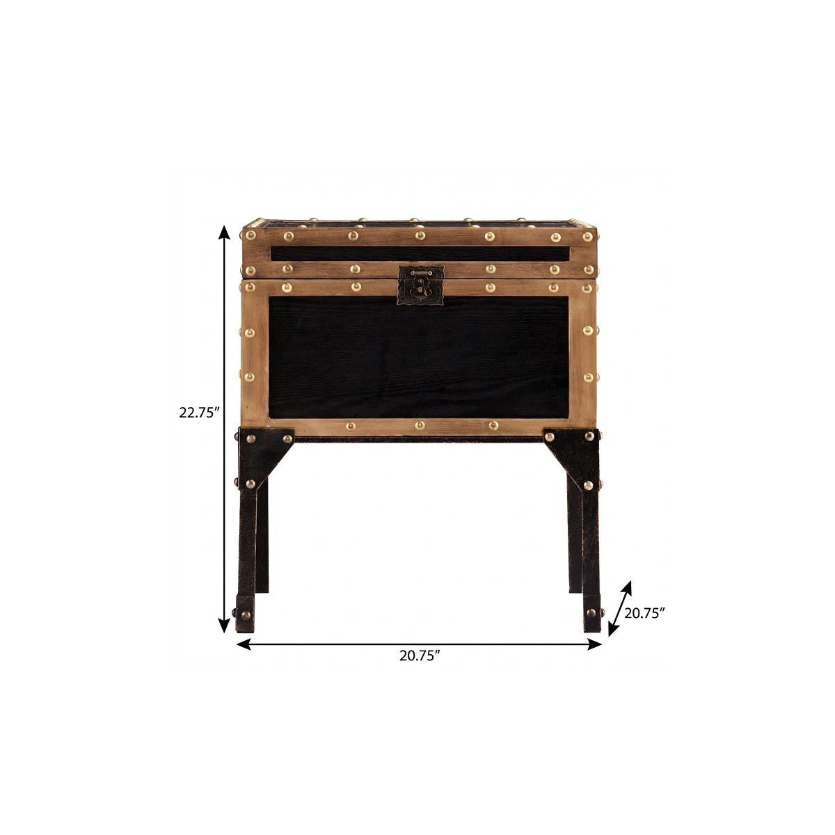 23" Black Manufactured Wood And Iron Square End Table