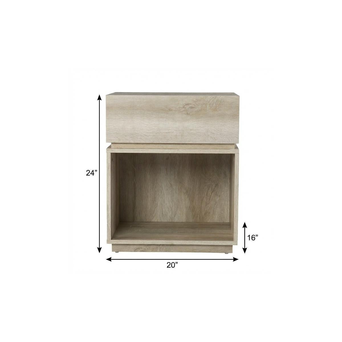 24" Brown Manufactured Wood Rectangular End Table With Drawer With Shelf