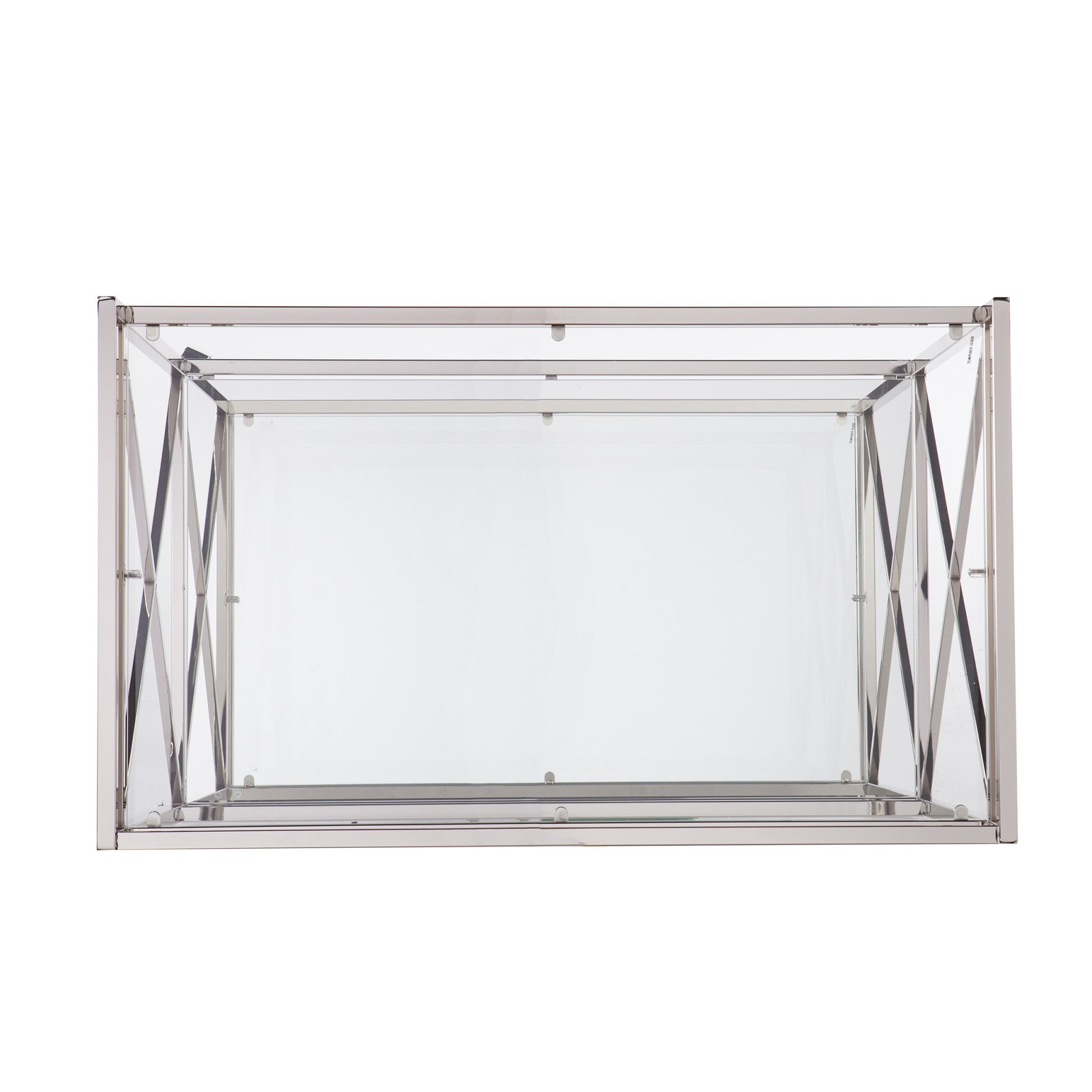 39" Silver Metal and Glass Rolling Bar Cart