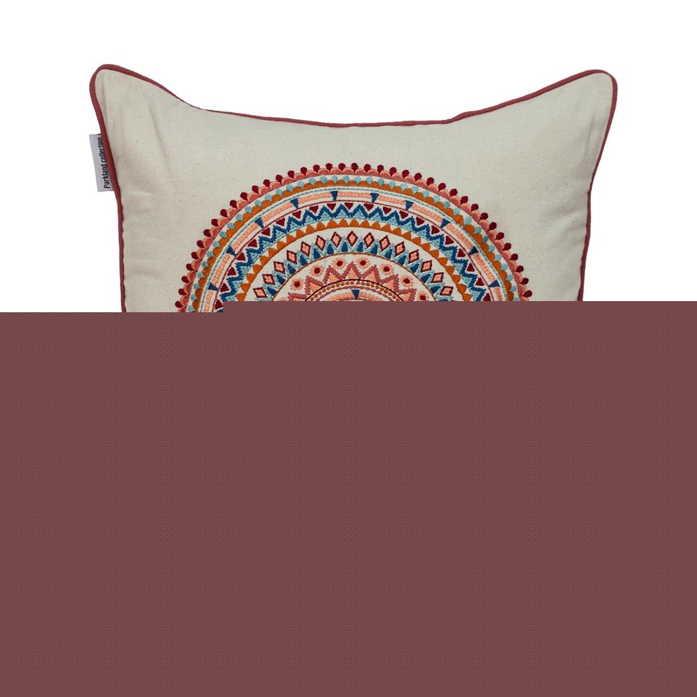 18" X 18" Beige and Blue Abstract Indoor Outdoor Throw Pillow