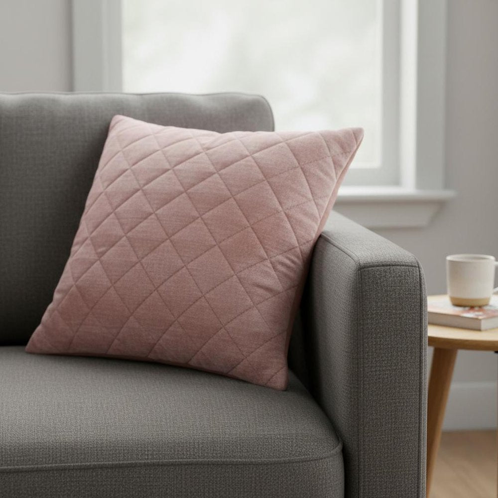 Tufted Diamond Pink Transitional Square Pillow