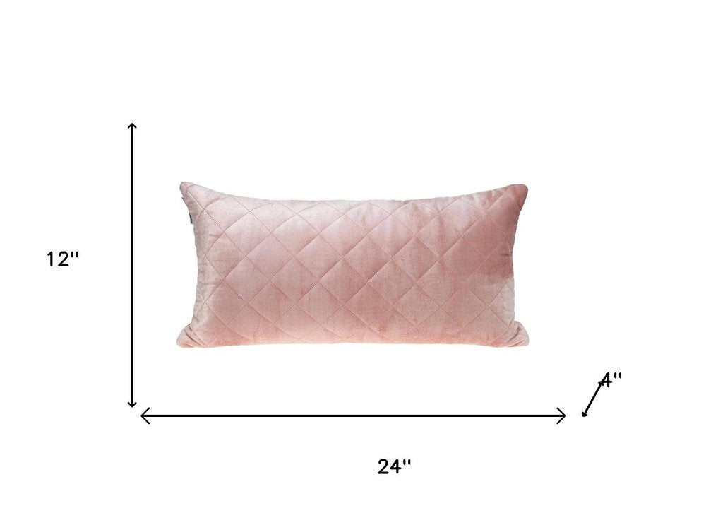Tufted Diamond Pink Transitional Lumbar Pillow
