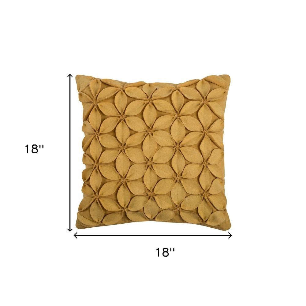 Yellow Pinwheel Floral Petal Down Throw Pillow