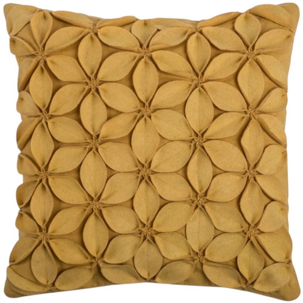 Yellow Pinwheel Floral Petal Down Throw Pillow