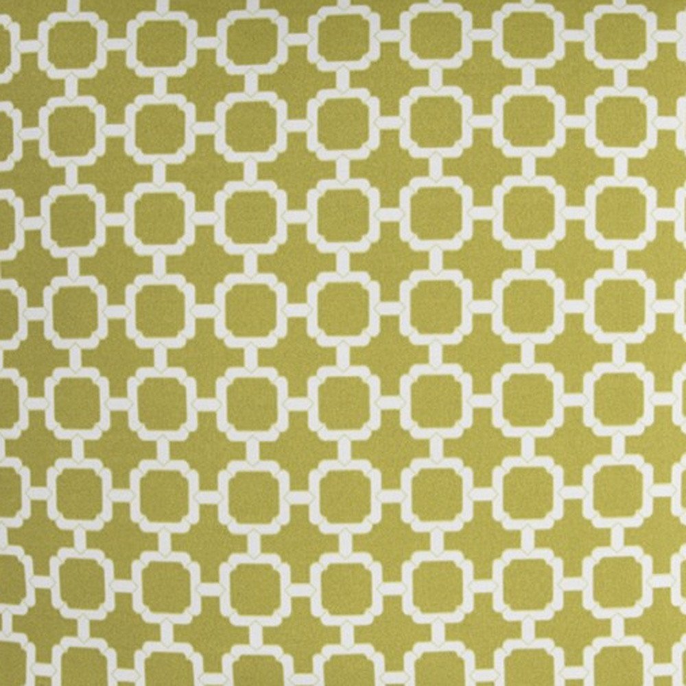 22" Green and White Quatrefoil Indoor Outdoor Throw Pillow