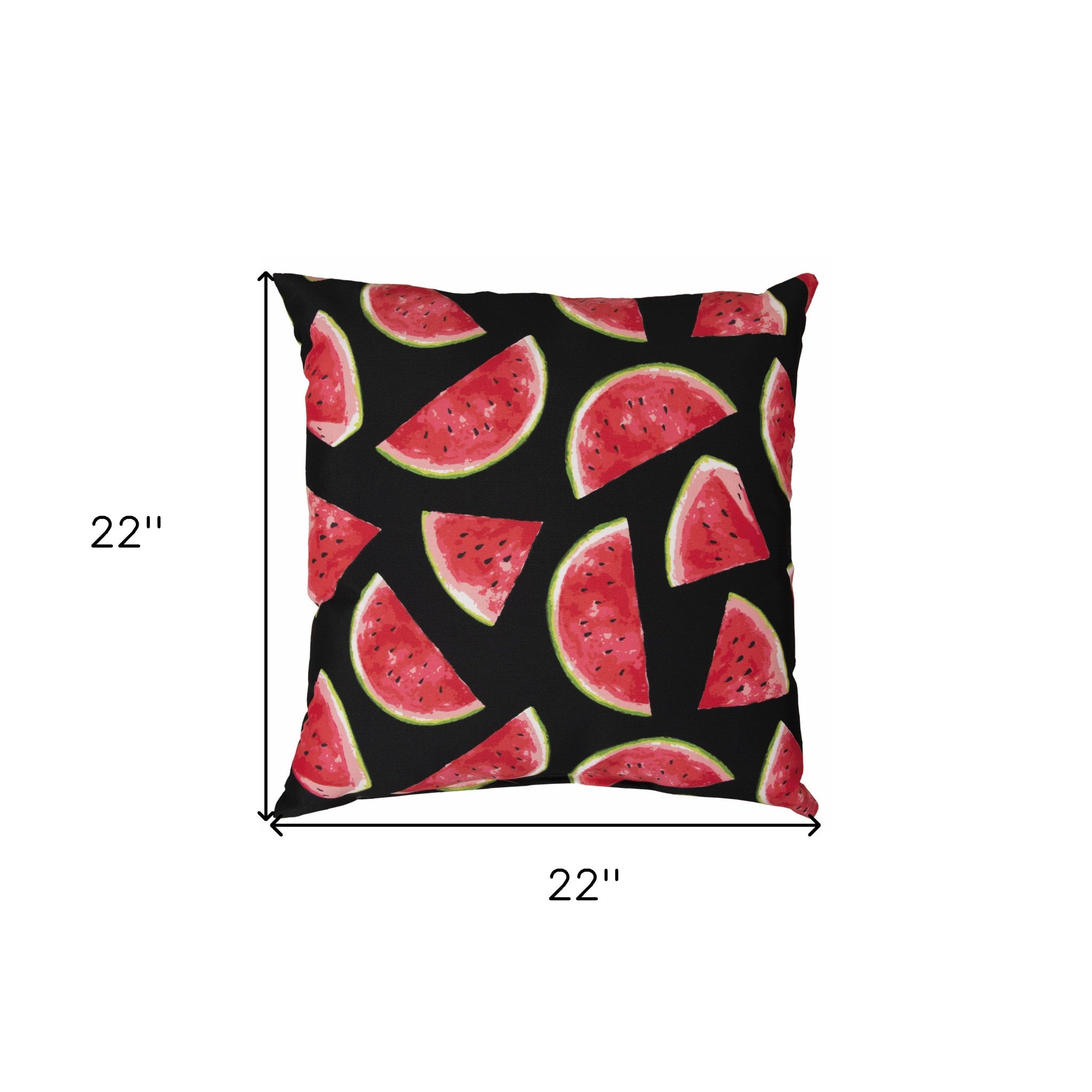 22" Black And Red Watermelon Indoor Outdoor Throw Pillow