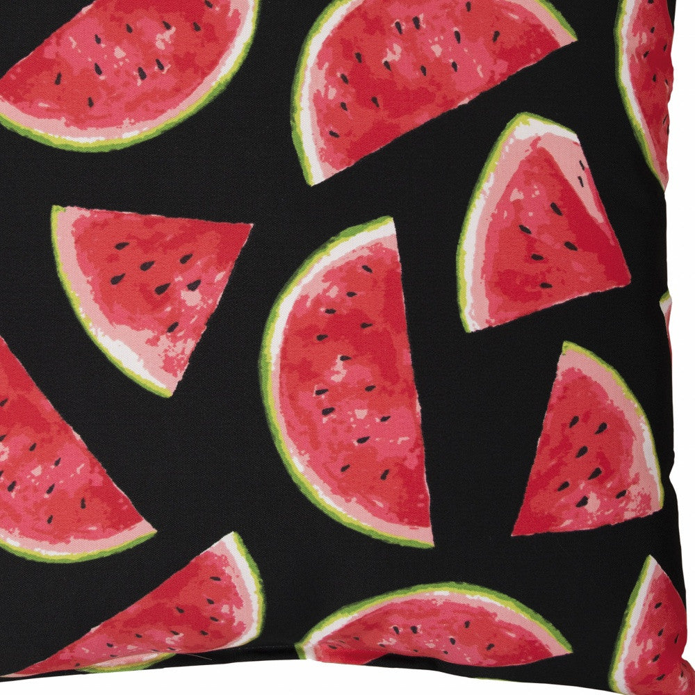 22" Black And Red Watermelon Indoor Outdoor Throw Pillow