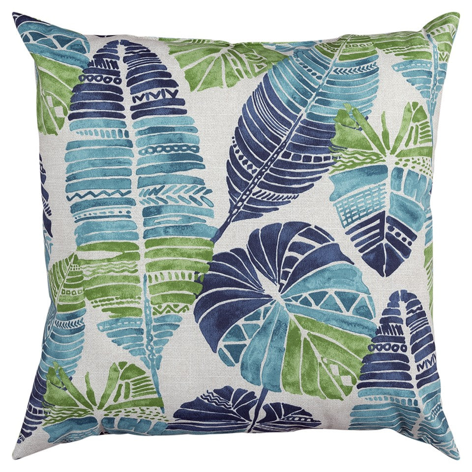 Set of Two 22" X 22" Blue and Green Indoor Outdoor Throw Pillow Cover & Insert