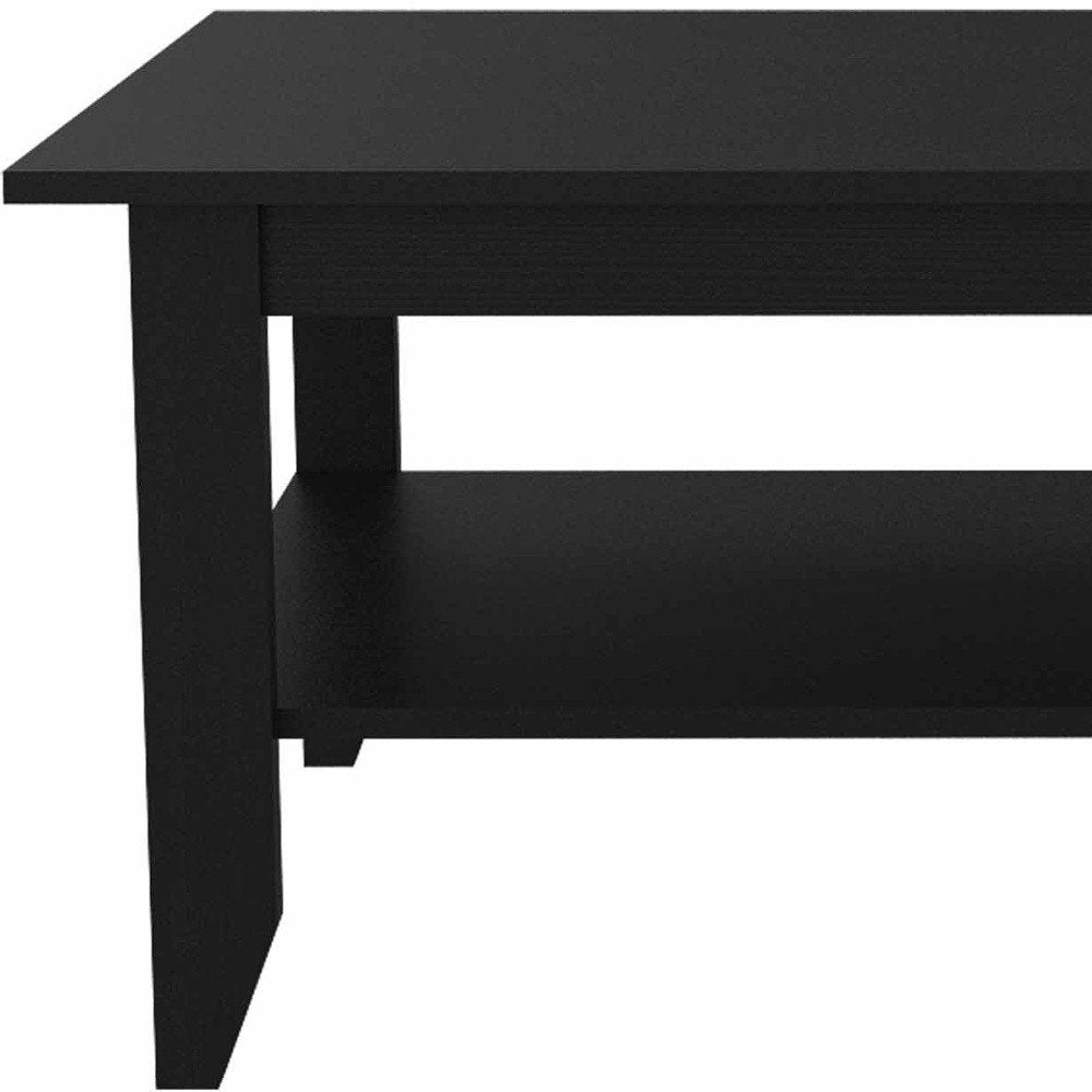 32" Black Coffee Table With Shelf