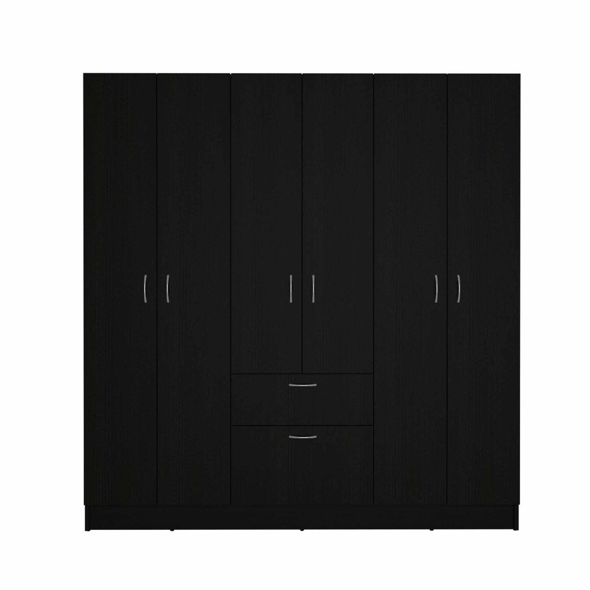 71" Black And White Wood Six Door Single Drawer Combo Dresser