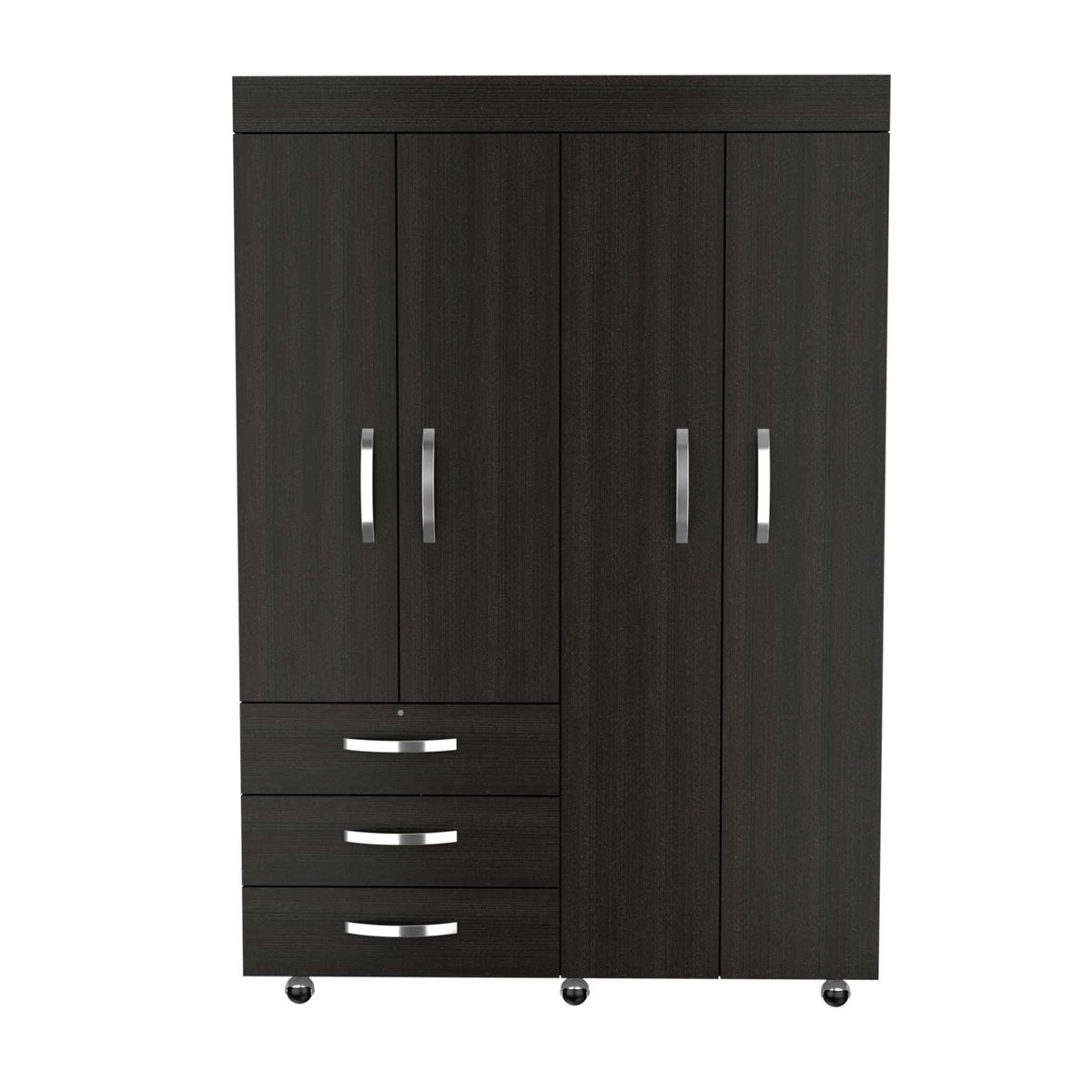 68" Wood Three Drawer Combo Dresser