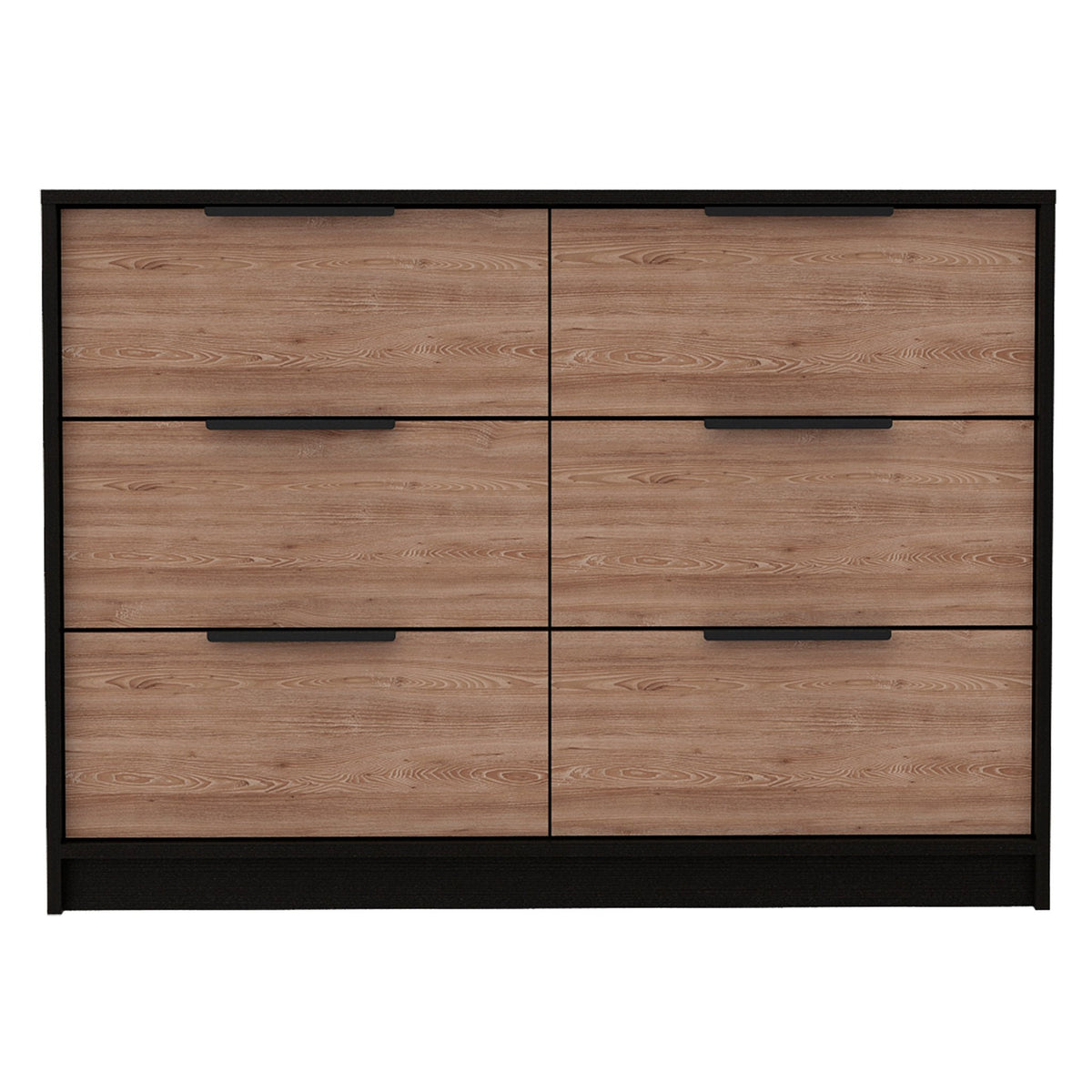 42" Brown And Black Wood Four Drawer Dresser