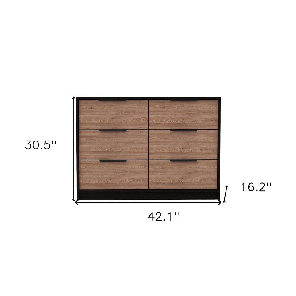 42" Brown And White Wood Four Drawer Dresser