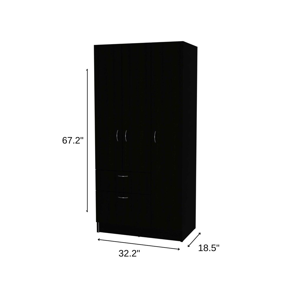 71" Black And White Wood Six Door Single Drawer Combo Dresser