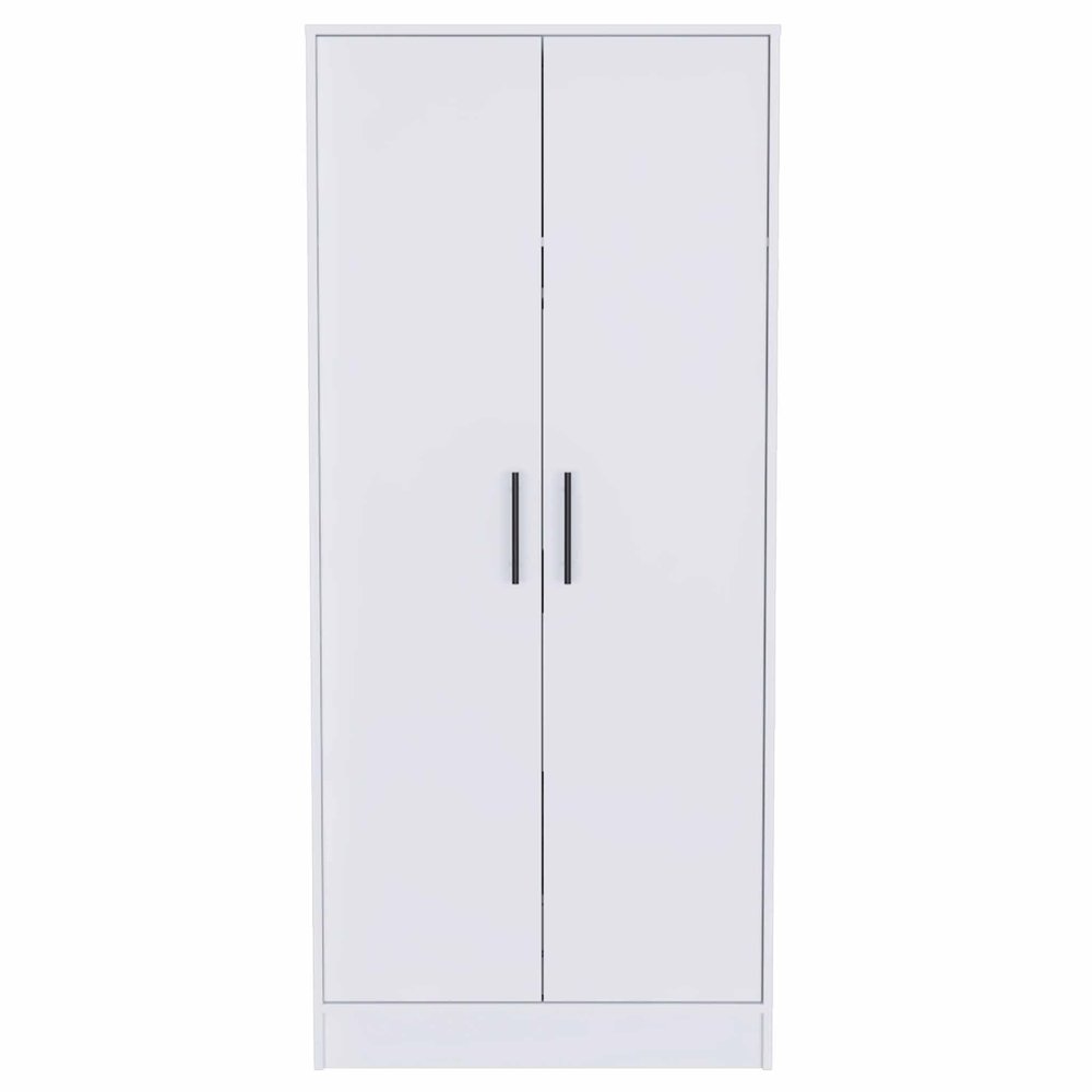 71" White Wood Two Door Single Drawer Combo Dresser