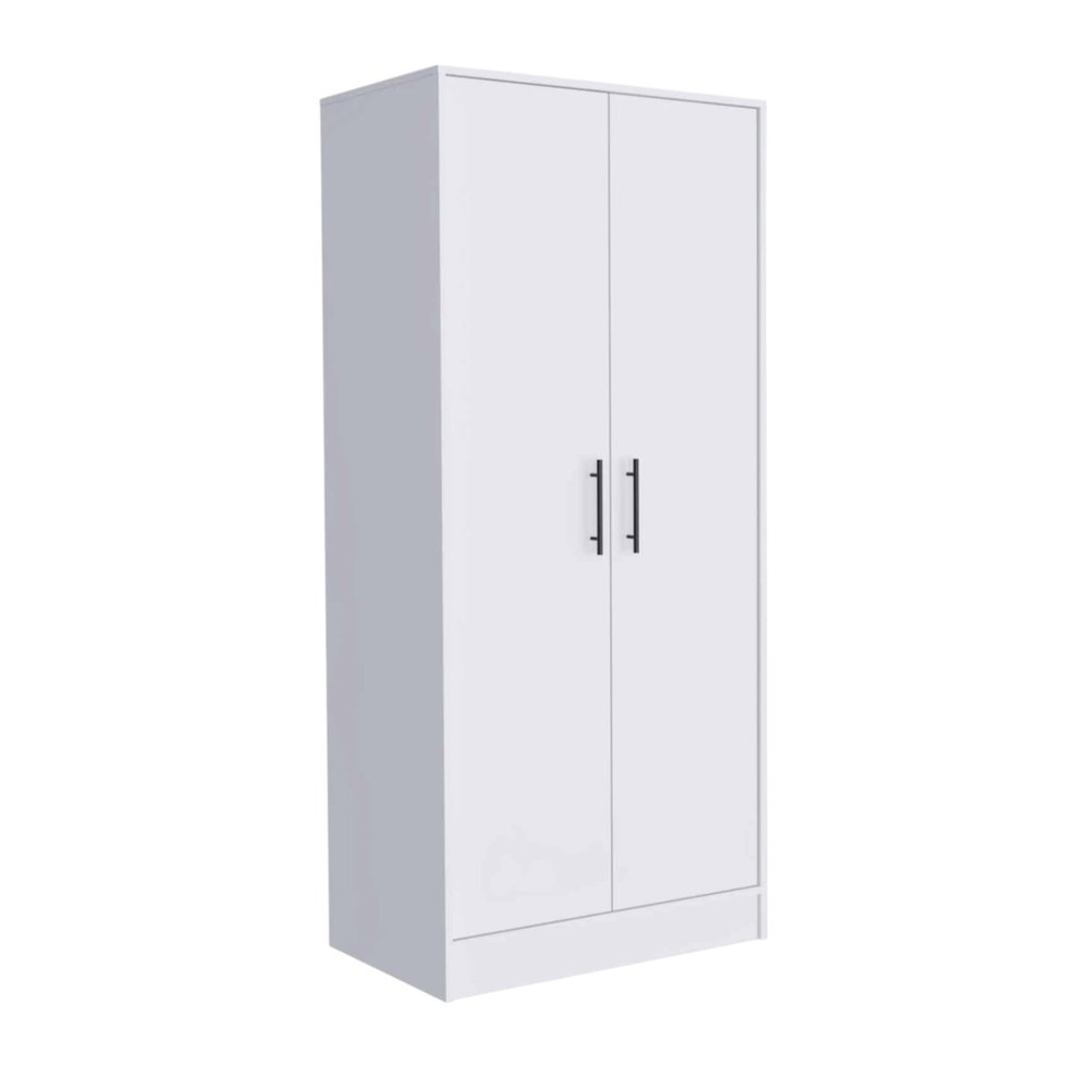 71" White Wood Two Door Single Drawer Combo Dresser