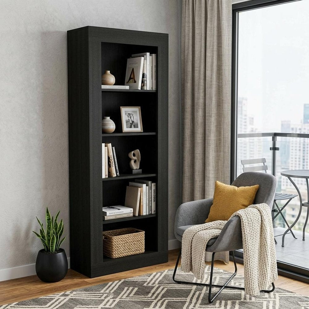 Black Five Tier Bookcase