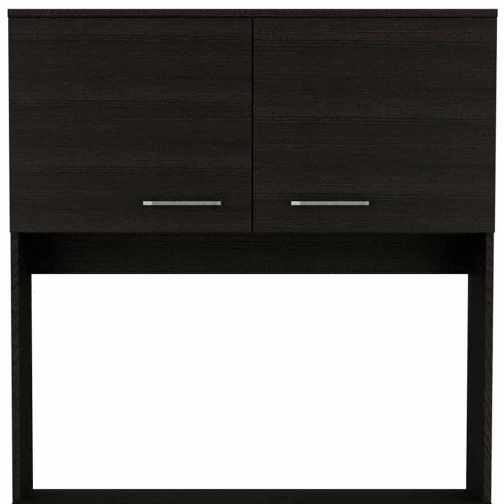 71" Black Wood Four Door Pantry Or Storage Closet