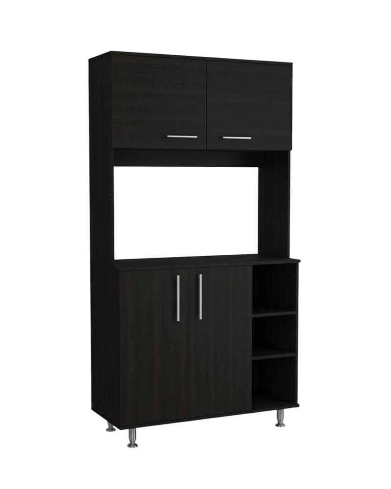 71" Black Wood Pantry Or Storage Closet
