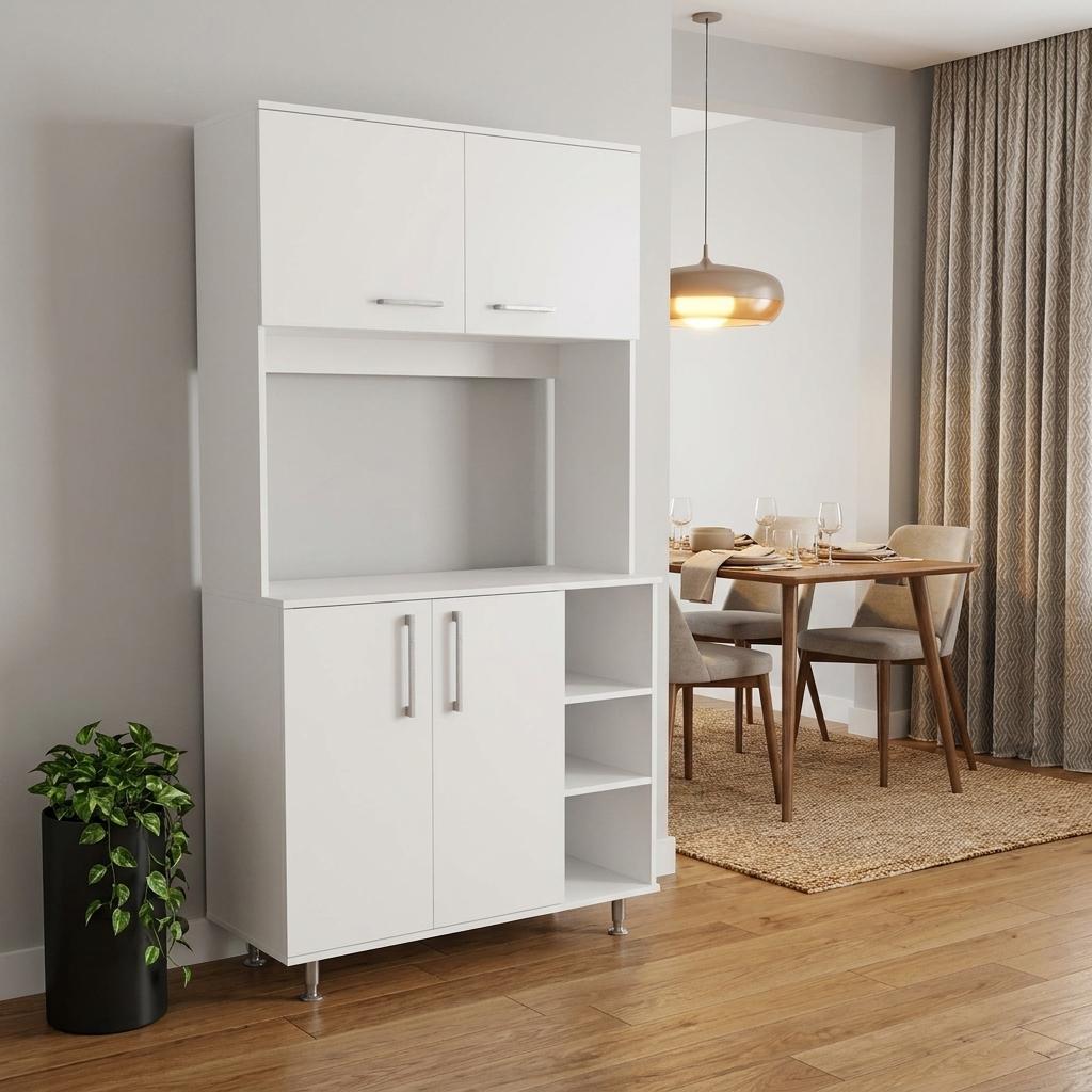 71" White Wood Four Door Pantry Or Storage Closet