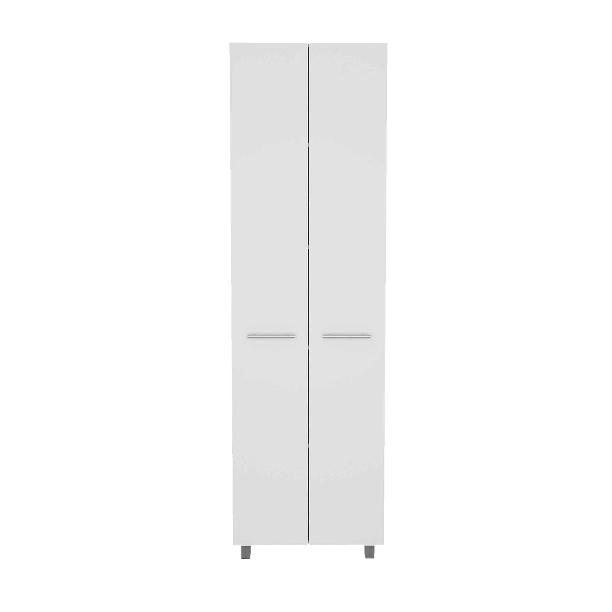 78" Modern White Pantry Cabinet with Two Full Size Doors