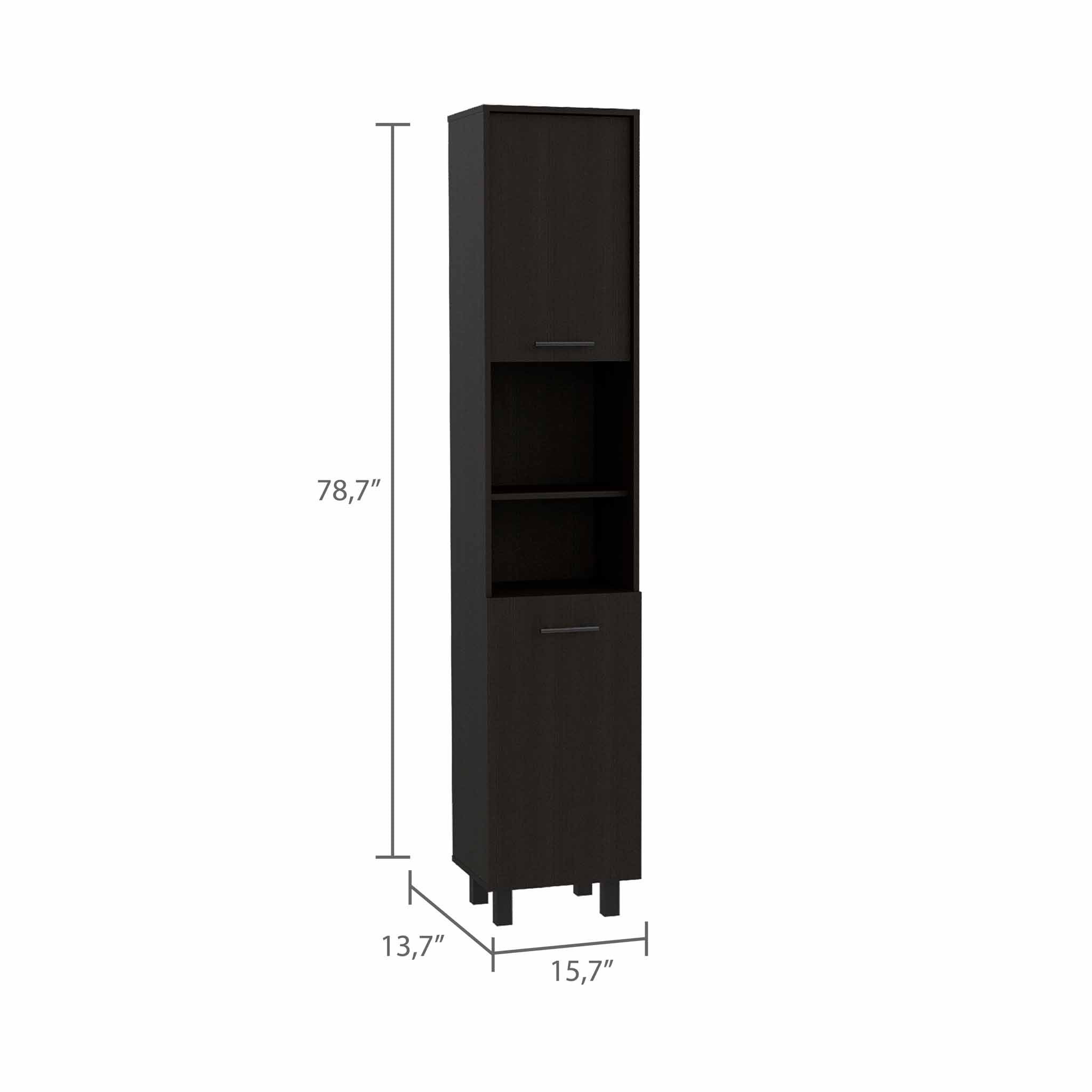 78" Modern Black Sleek and Tall Pantry Cabinet