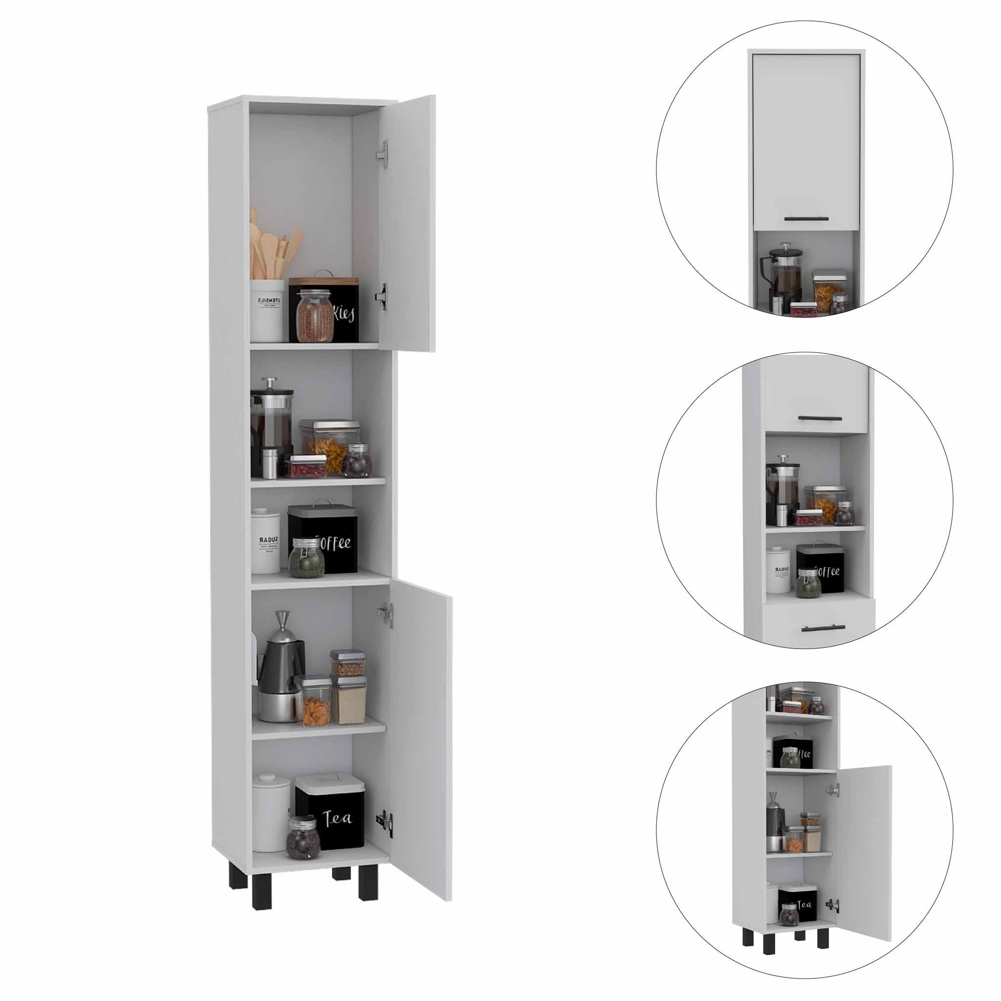 78" Modern White Sleek and Tall Pantry Cabinet
