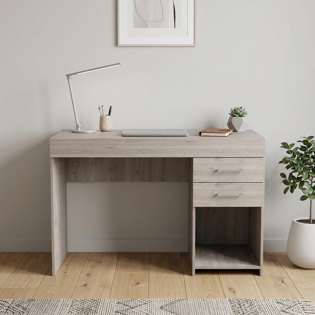 47" Light Gray Computer Desk With Two Drawers