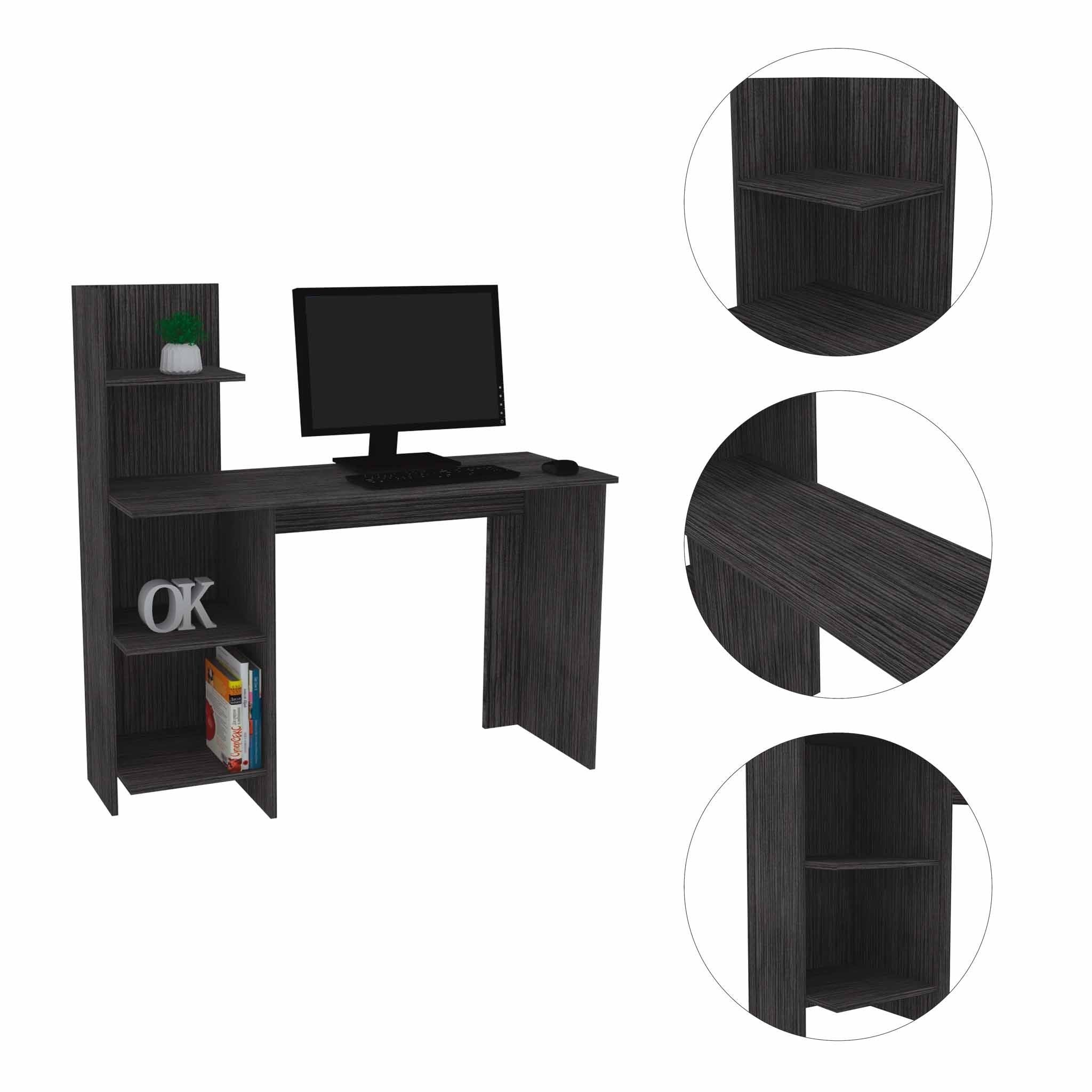 47" Gray Computer Desk With Hutch