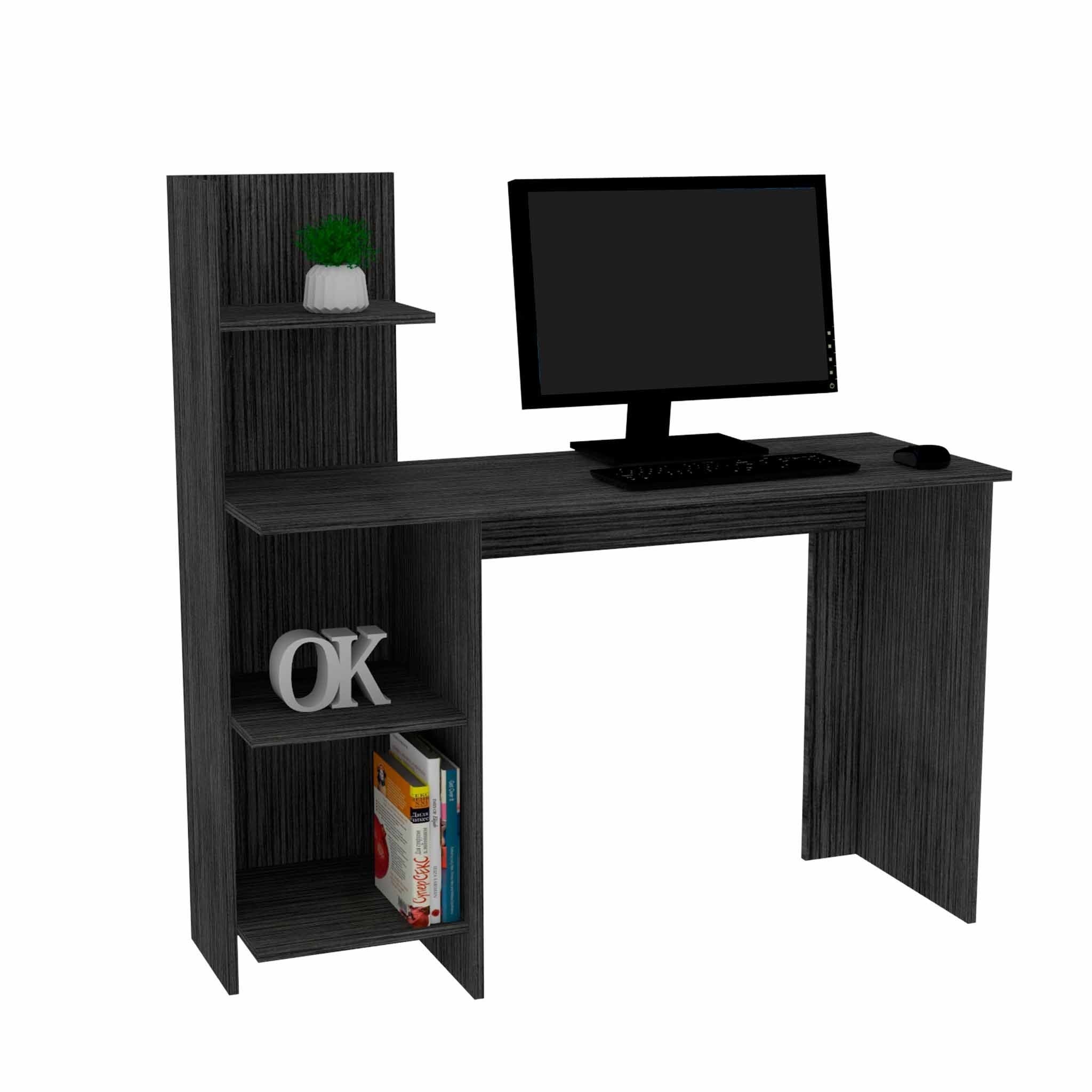 47" Gray Computer Desk With Hutch