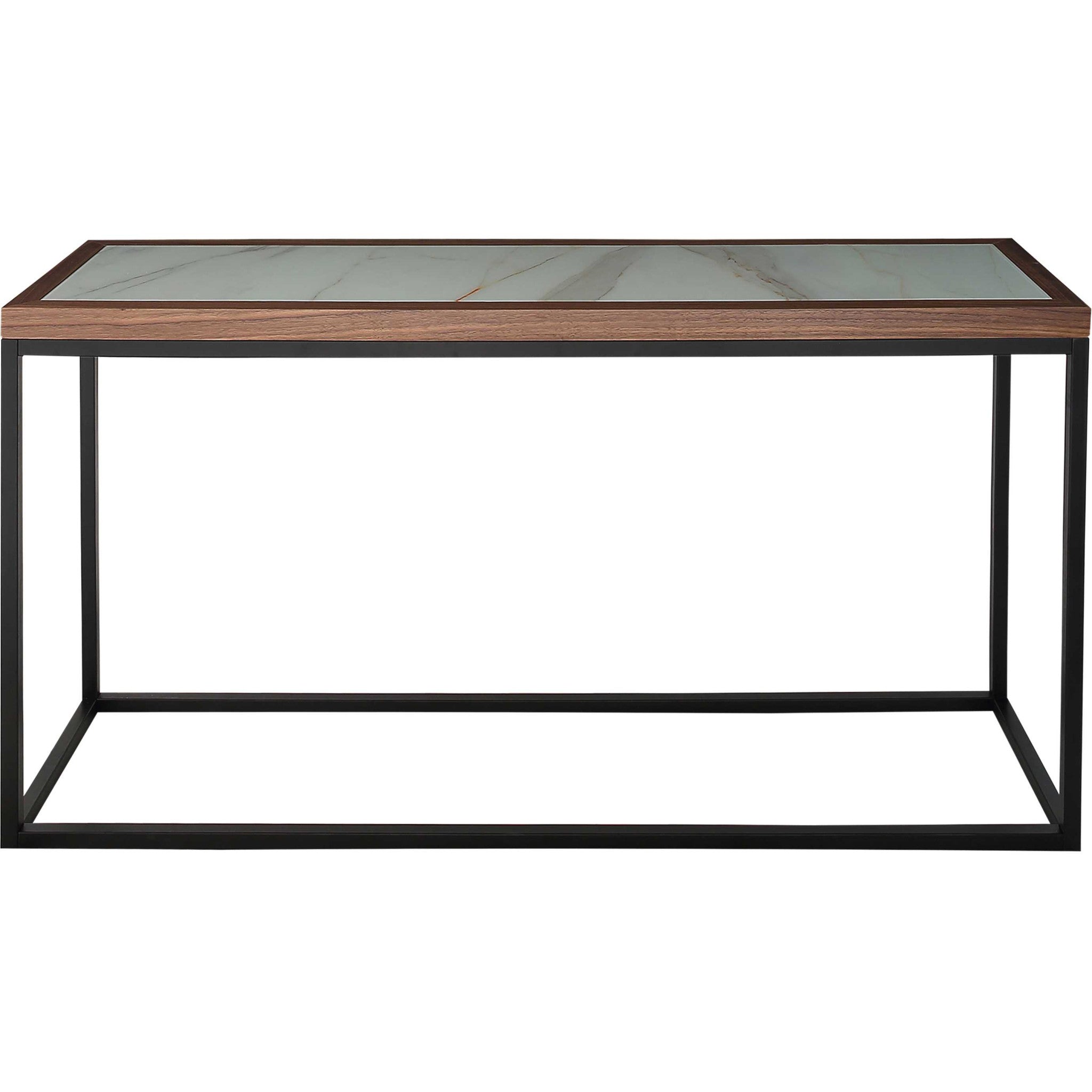 59" Brown and White and Black Glass Frame Console Table