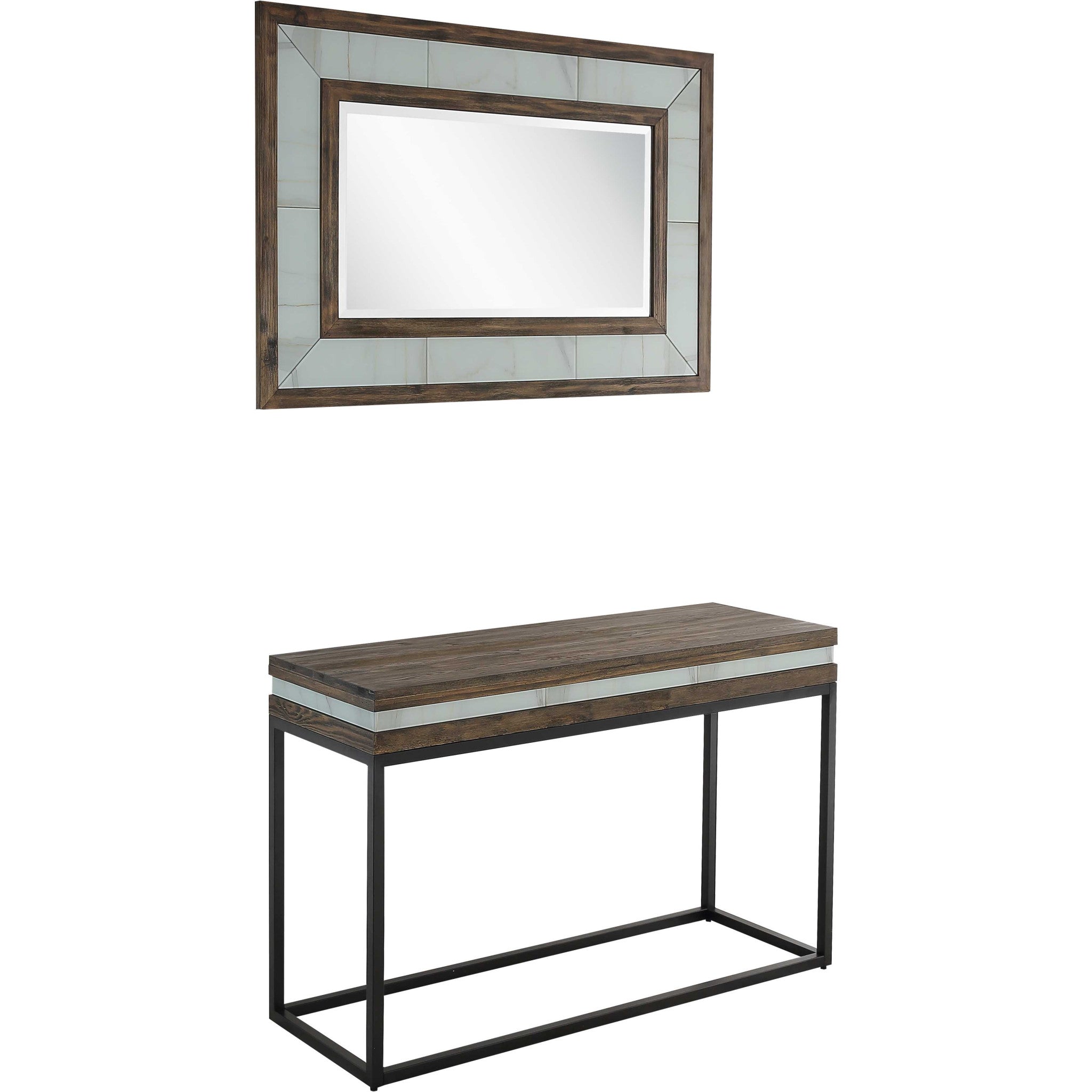 Set of Two 47" Brown and Black Frame Console Table