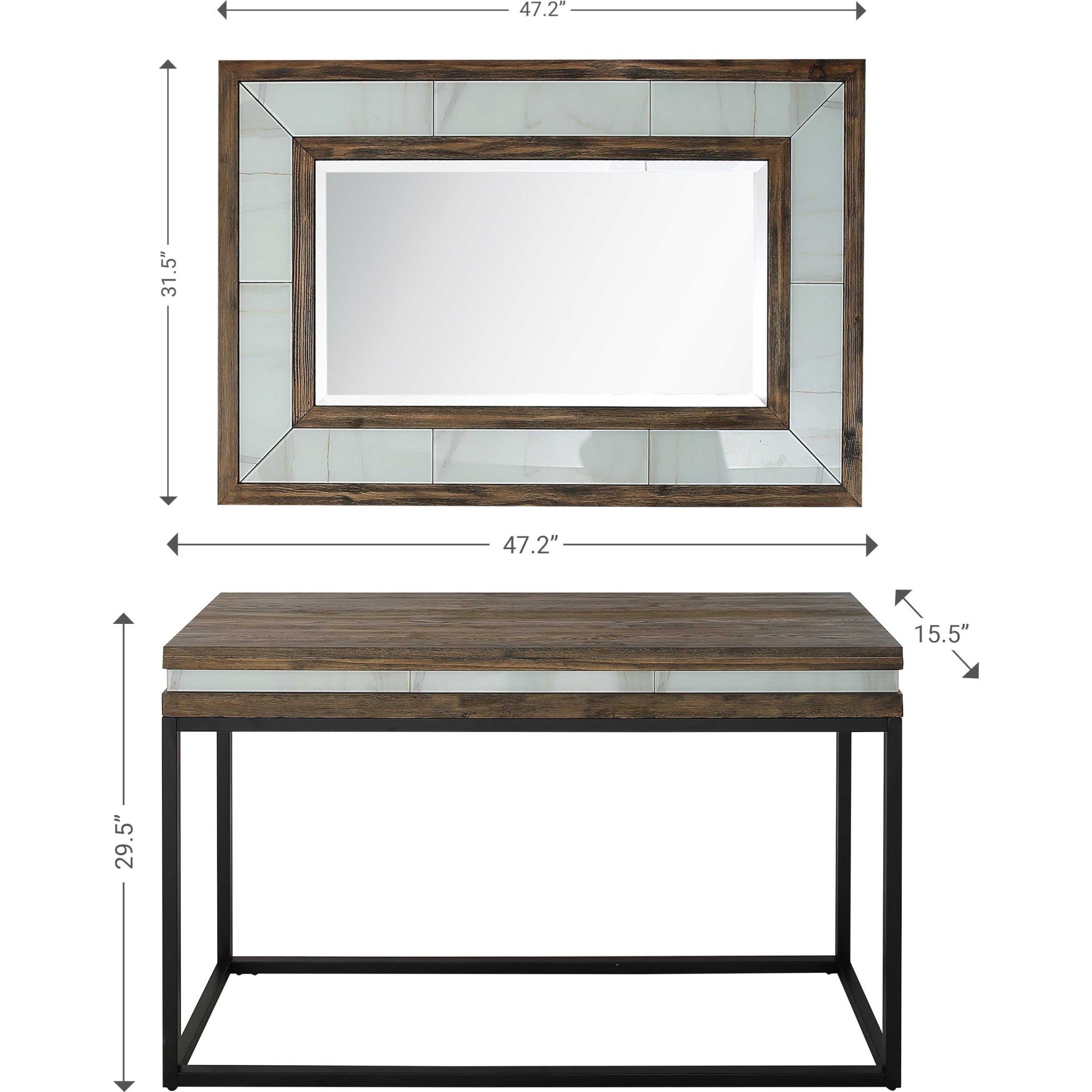 Set of Two 47" Brown and Black Frame Console Table