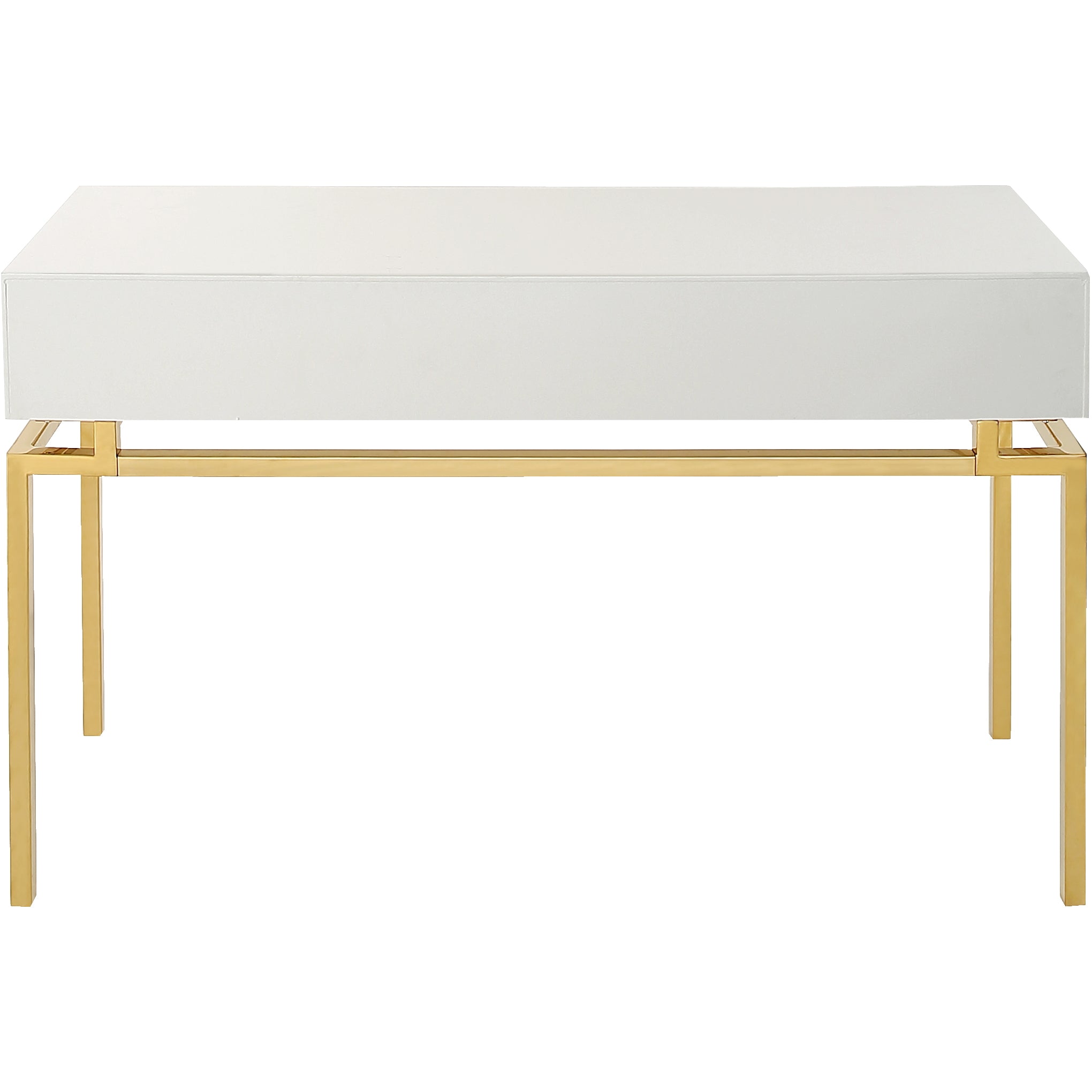 47" White and Gold Wood and Manufactured Wood Blend Mirrored Console Table With Storage