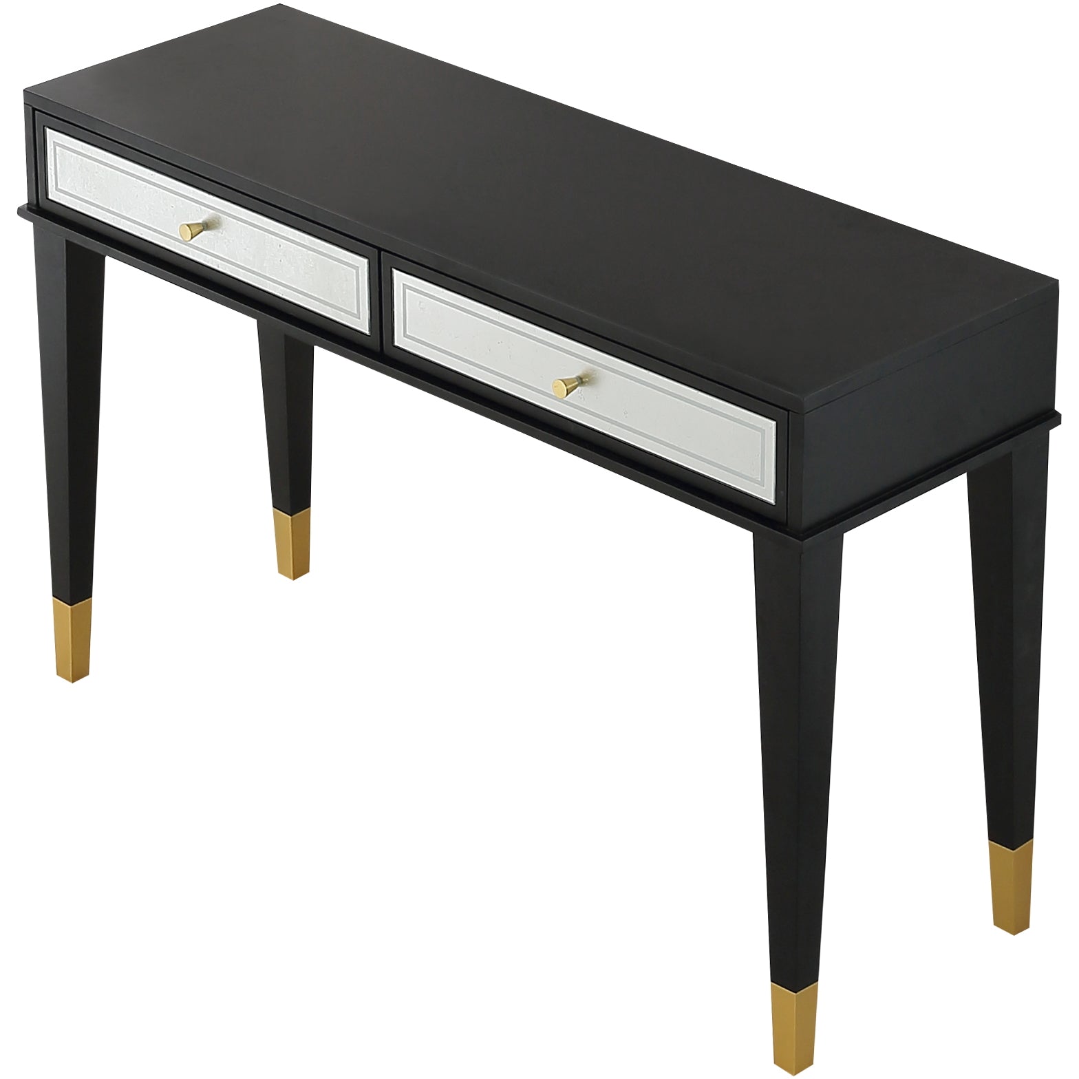 47" Black and Black and Gold Console Table With Storage
