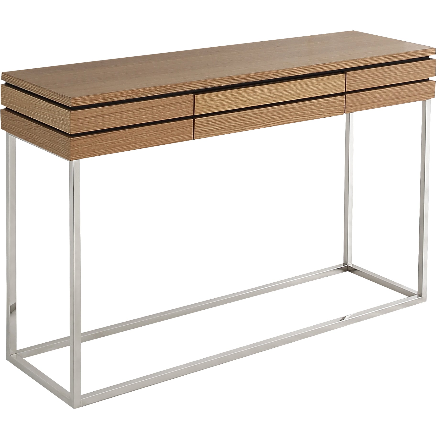 47" Brown and Silver Frame Console Table And Drawers