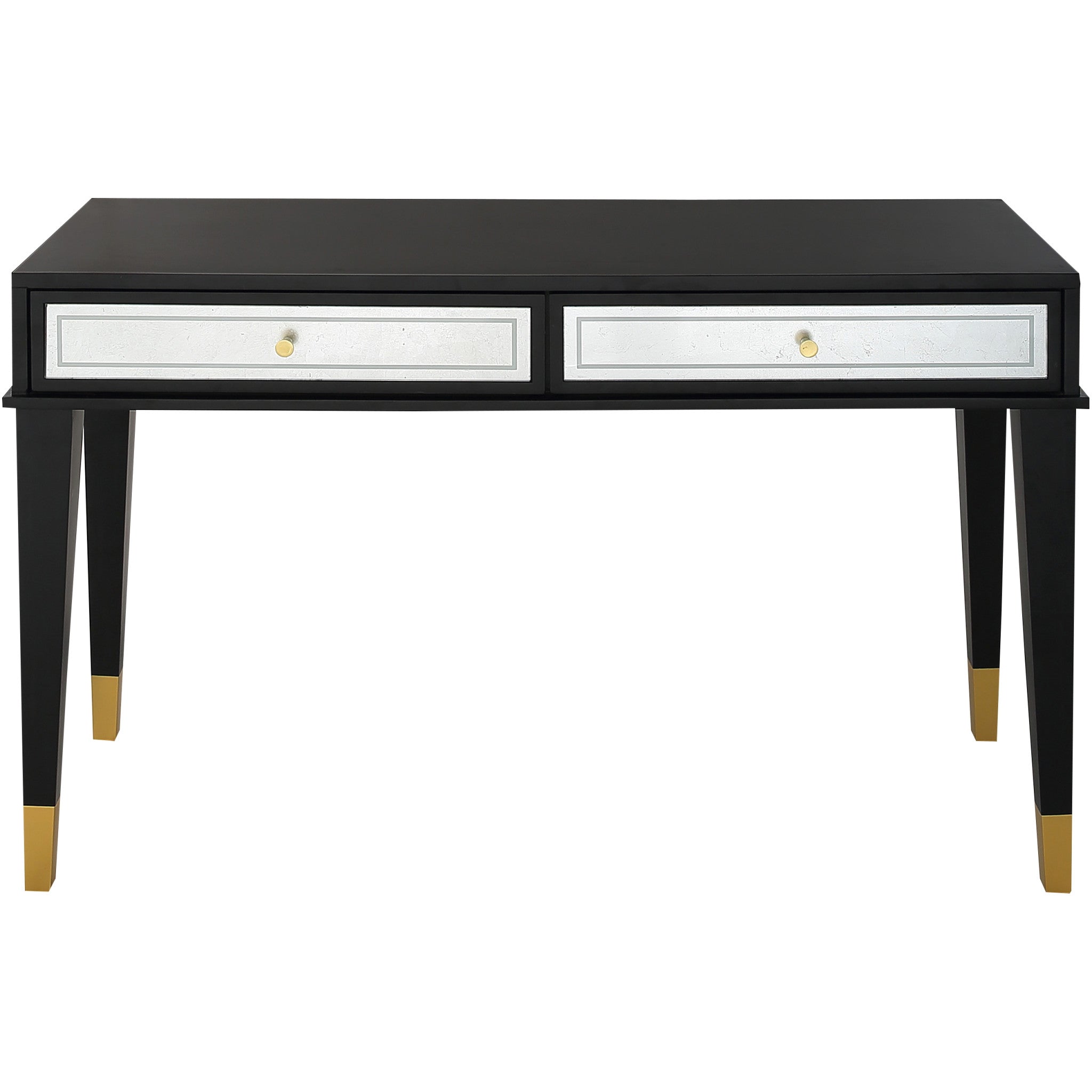 Set of Two 47" Black and Black and Gold Console Table And Drawers