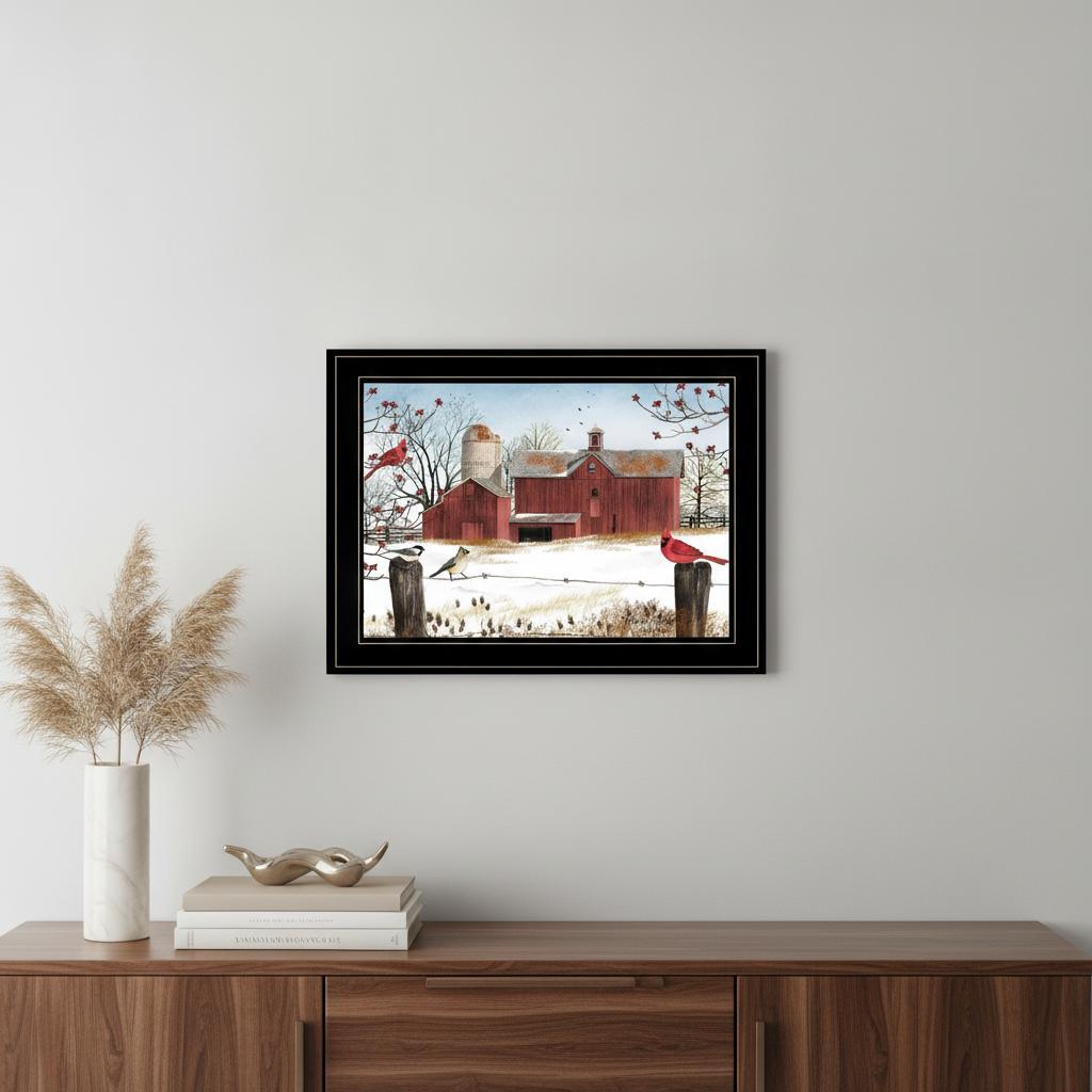 Winter Friends 3 Black Framed Print Wall Art