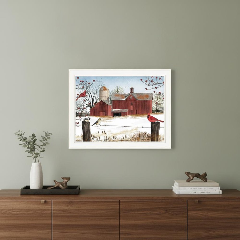 Winter Friends 7 White Framed Print Wall Art
