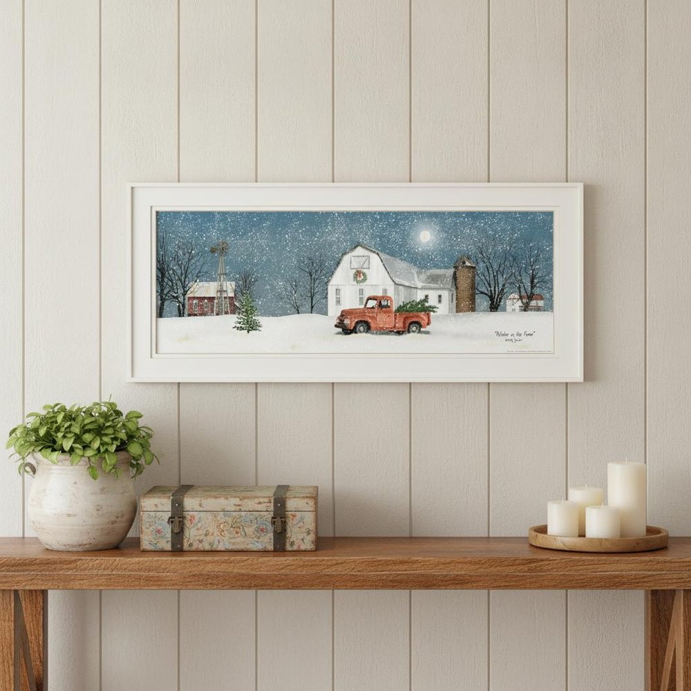 Winter on The Farm 1 White Framed Print Wall Art