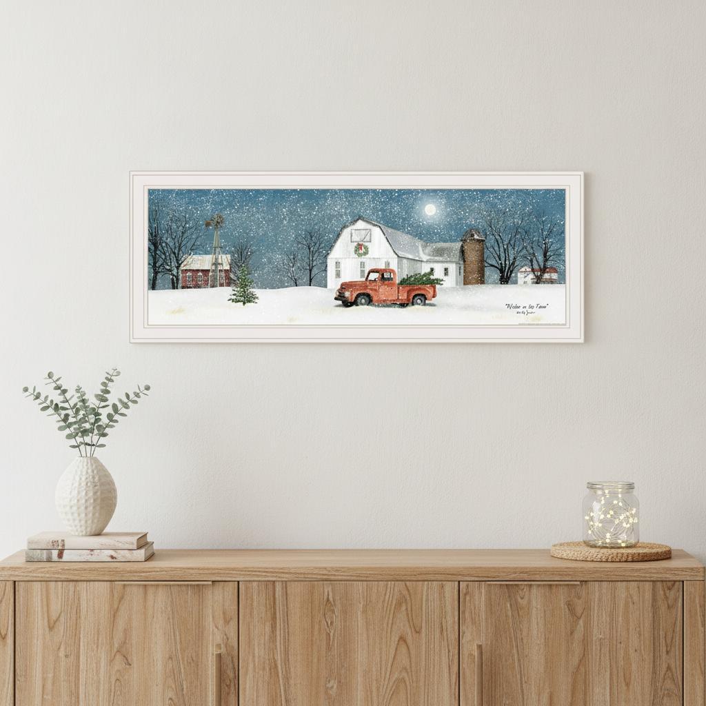 Winter on The Farm 3 White Framed Print Wall Art