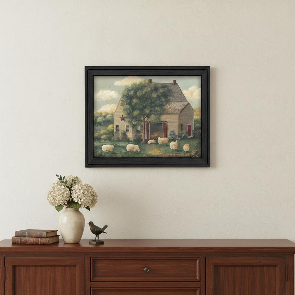 Wooly Sheep Black Framed Print Wall Art