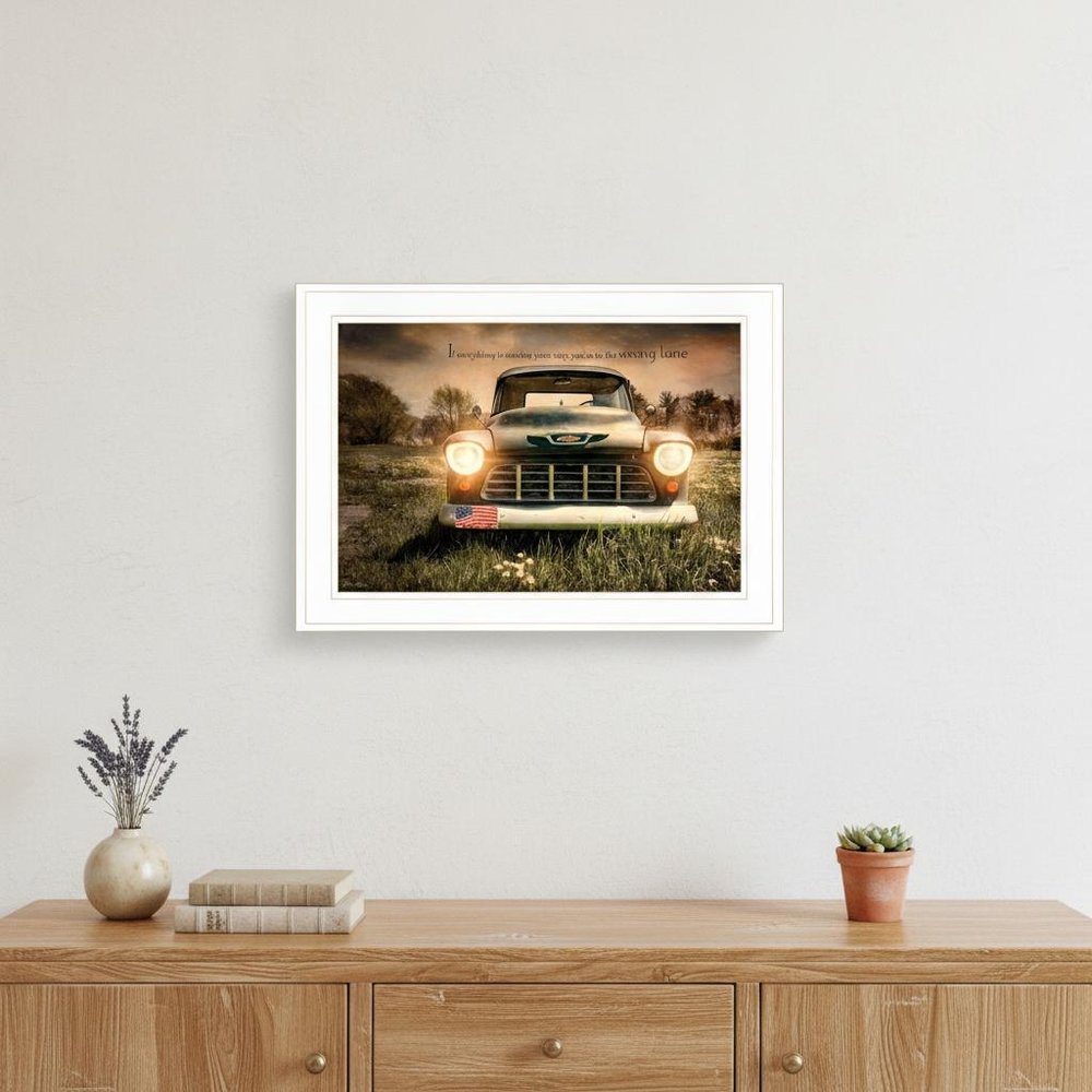 Wrong Lane 1 White Framed Print Wall Art